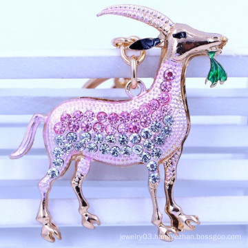 2015 hot goat shape rhinestone new york keychain wholesale